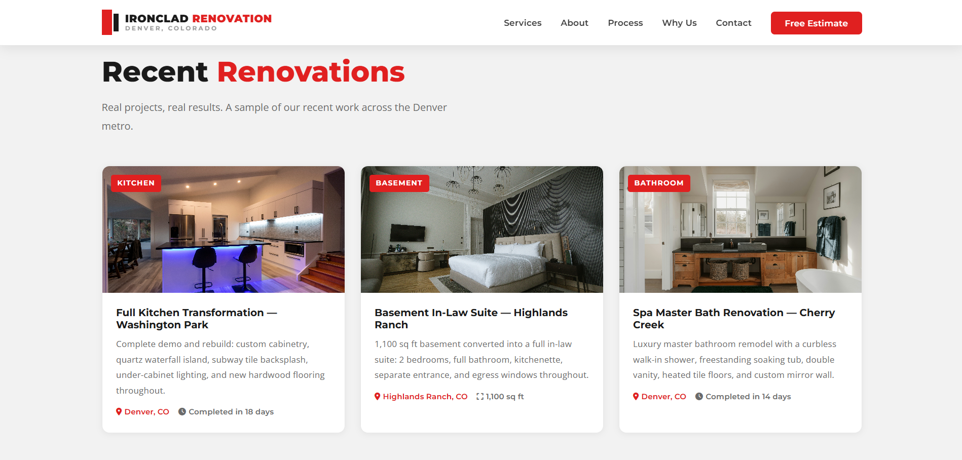 Ironclad Renovation Co. website screenshot