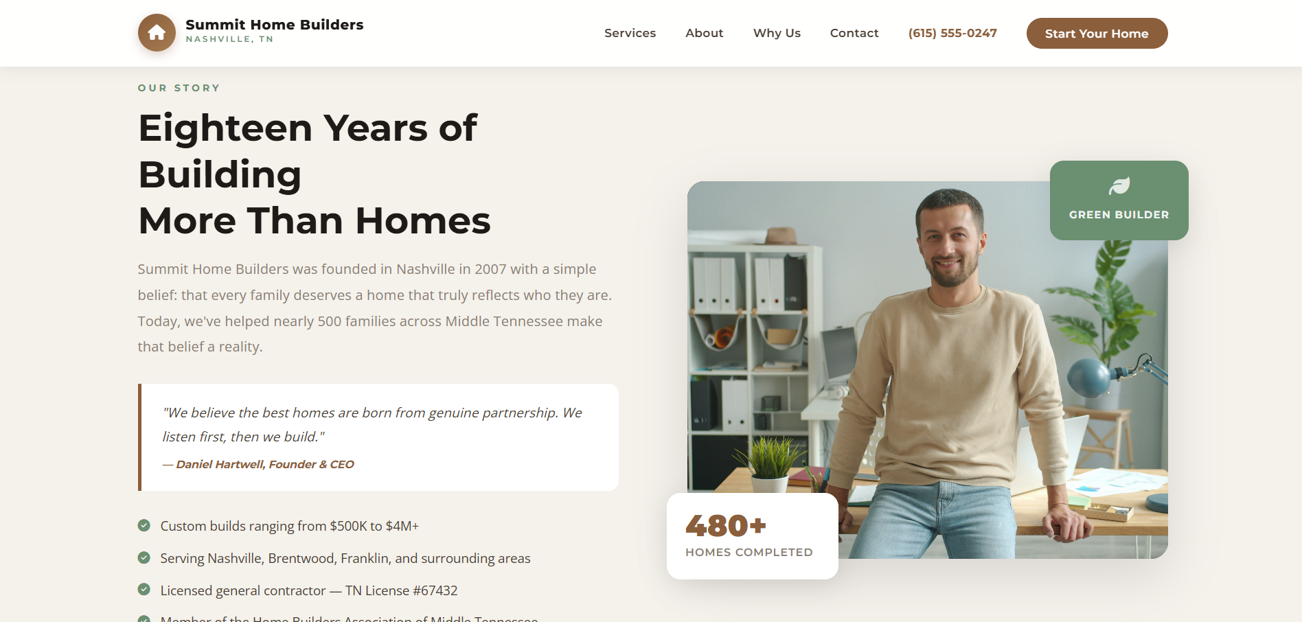 Summit Home Builders website screenshot